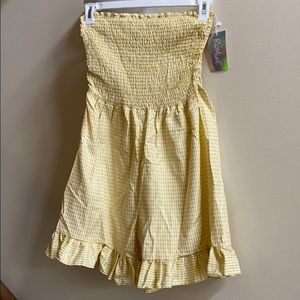 Yellow gingham romper